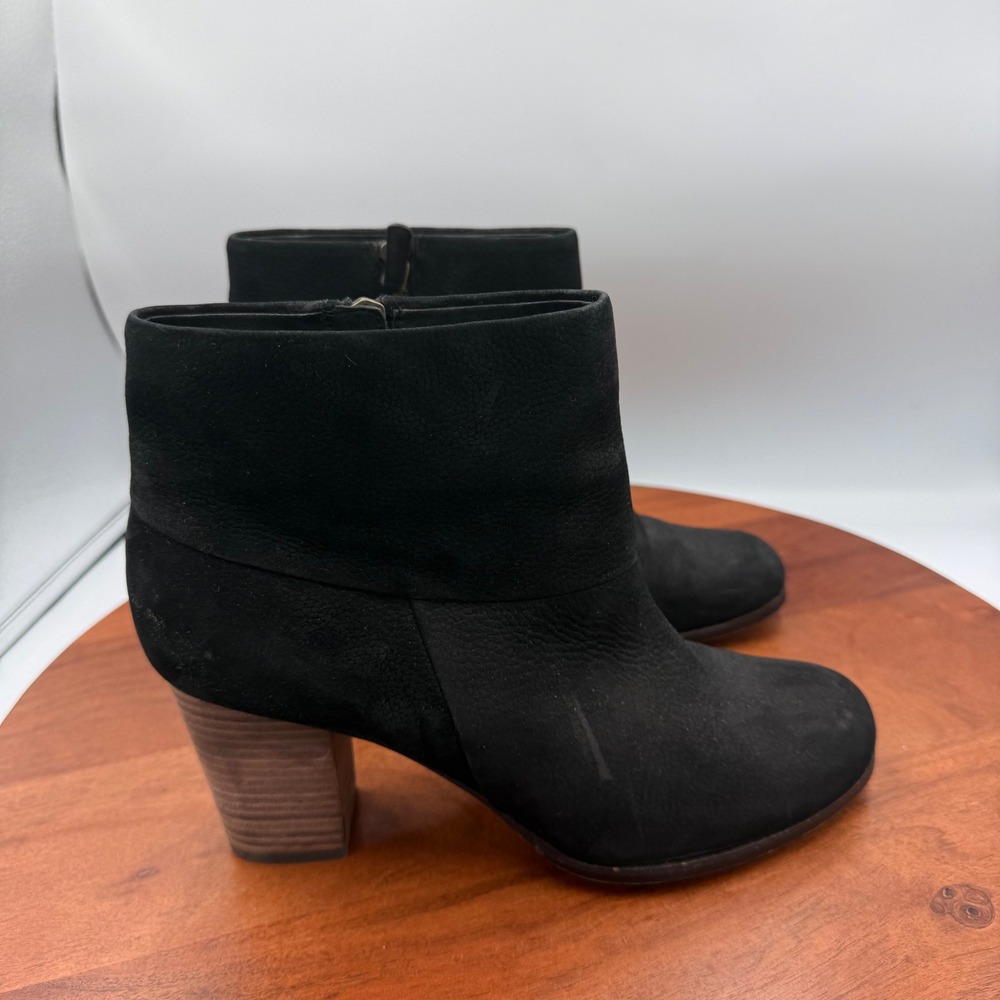 Cole Haan Nike Air Black Suede Ankle Boots Block Heel D38775 Womens 8.5 B